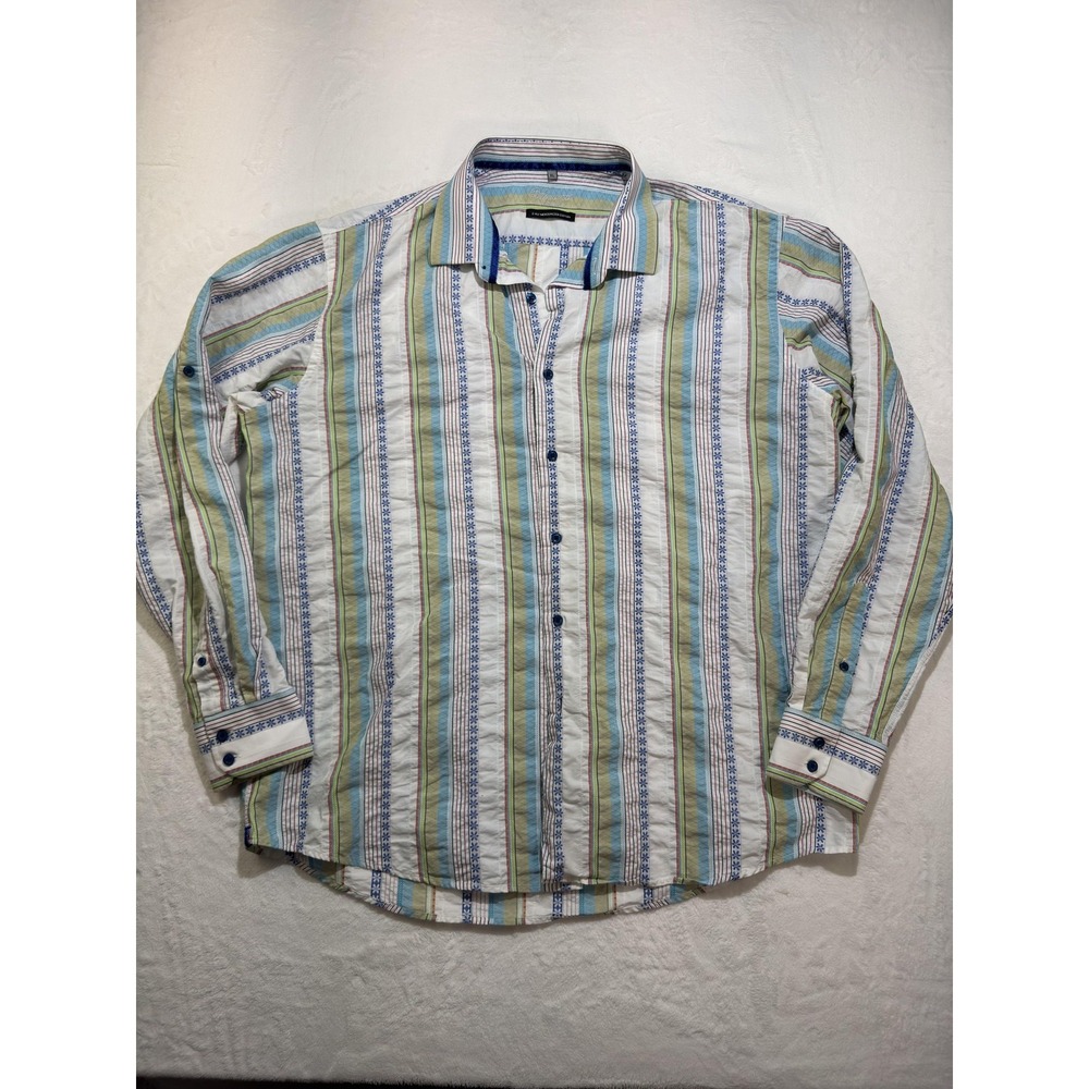 Visconti Shirt Mens XL Multicolor Stripe Long Sleeve Button Up Cotton Casual